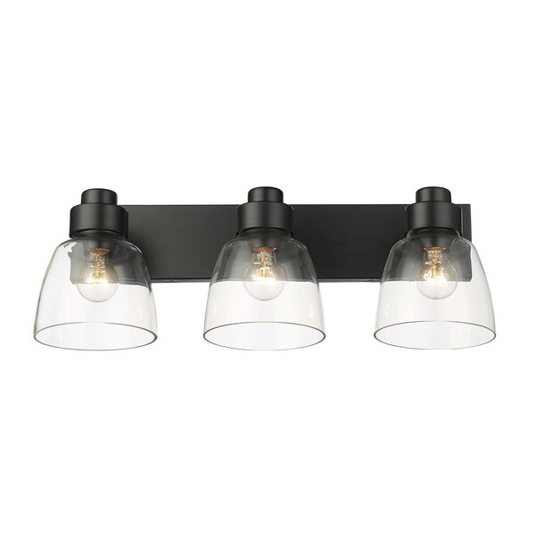 Remy Matte Black with Clear Glass Three-Light Bath Vanity, image 5